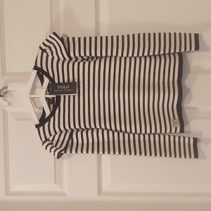 Ralph Lauren Childrenswear Girls Striped Ruffled Cotton Sweater Size 6X & 5 NWT